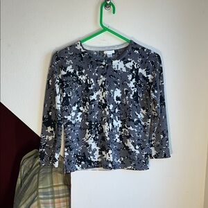 Garnet Hill 100% Merino Wool Abstract Cardigan L‎